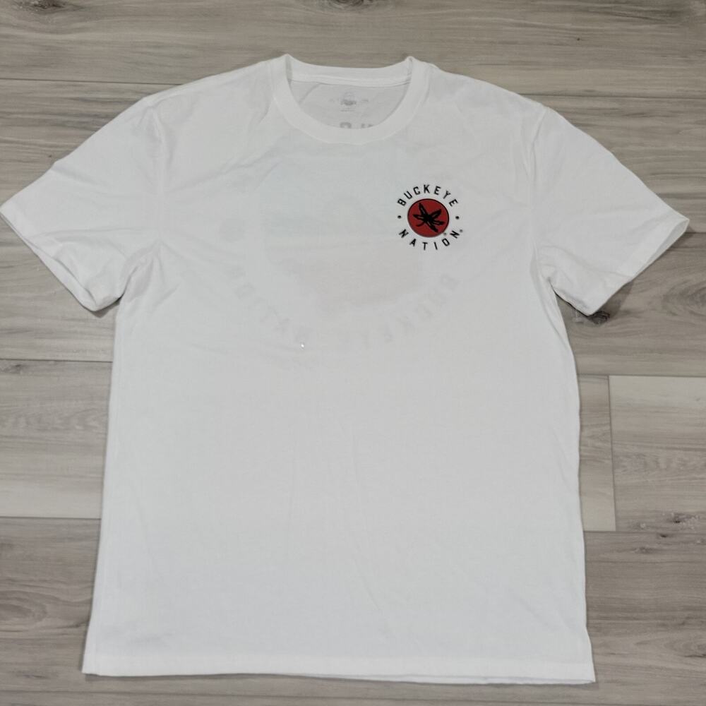 Ohio State Buckeyes T-Shirt Men's Large White Buckeye Nation Short Sleeve
